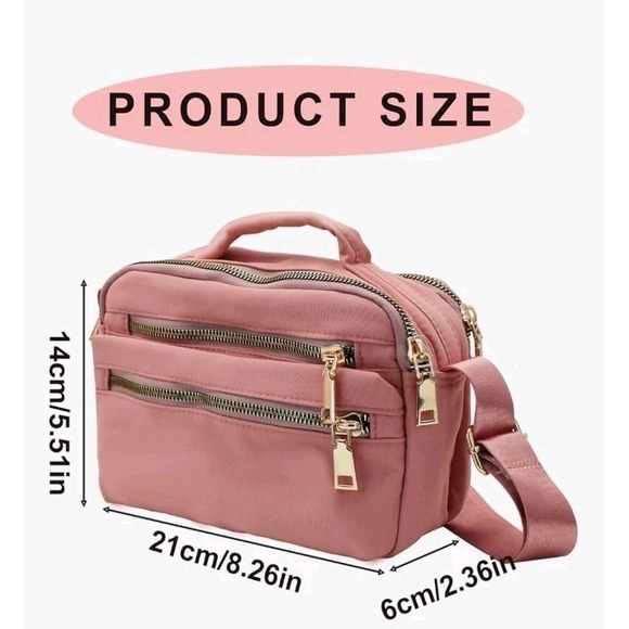 Small Crossbody Bags for Women Nylon Shoulder Bag for Women, Waterproof, Pink - Picture 2 of 4